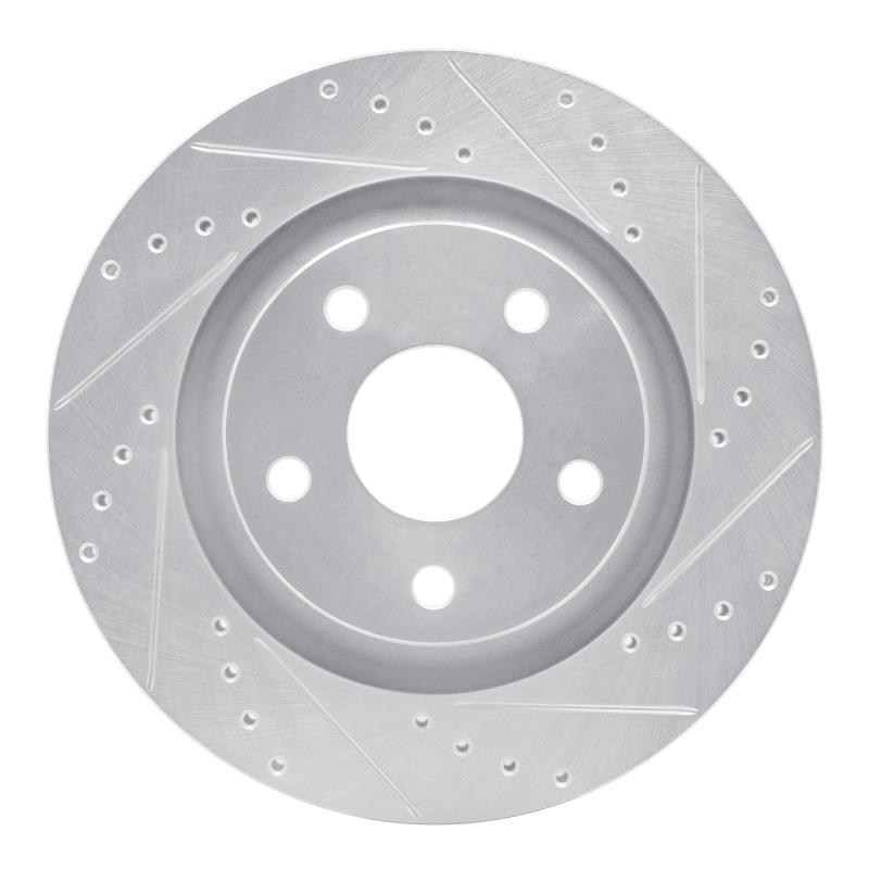 Jeep Wrangler Brake Rotor (1) - Front Right - R1 Concepts - Drilled & Slotted - Silver - `12-`18